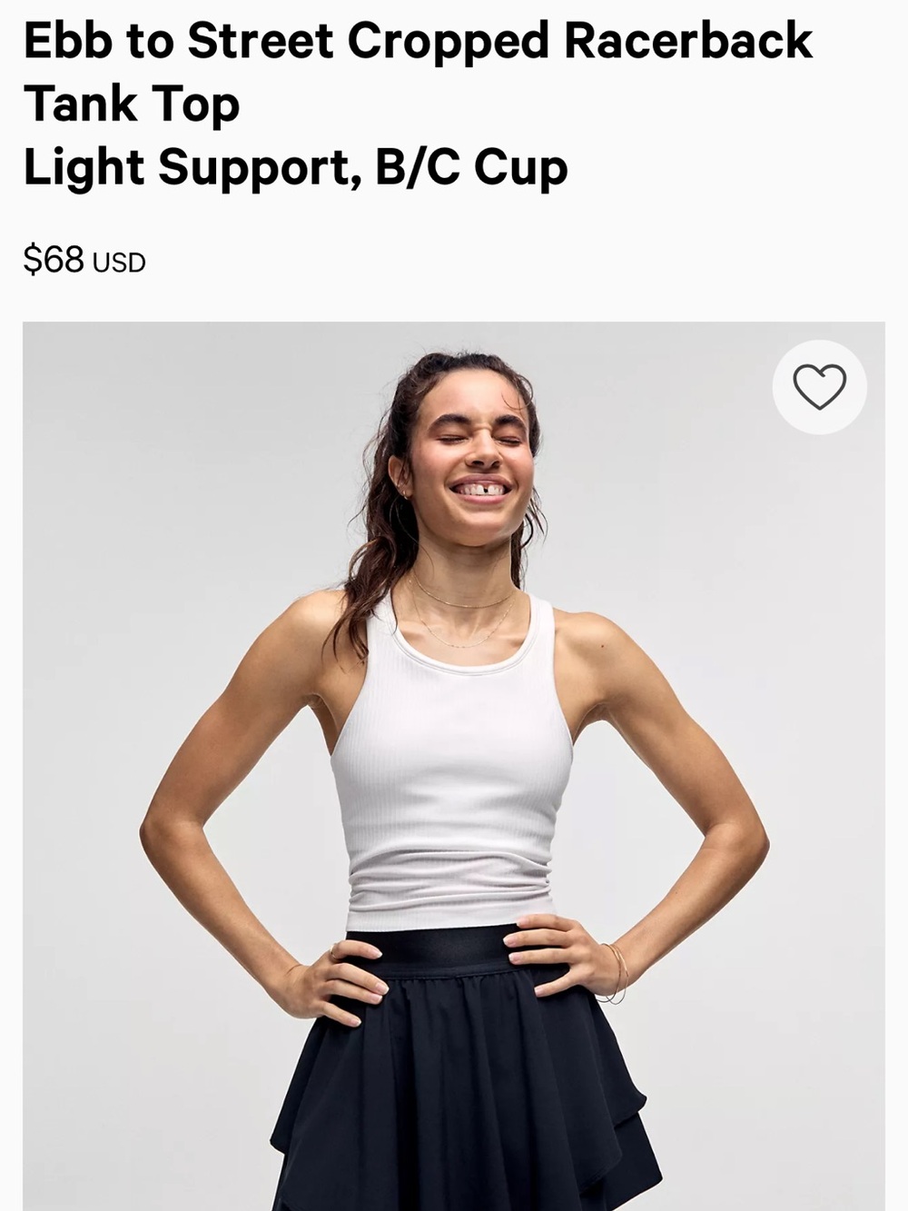 Lululemon Ebb to Street Cropped Tank